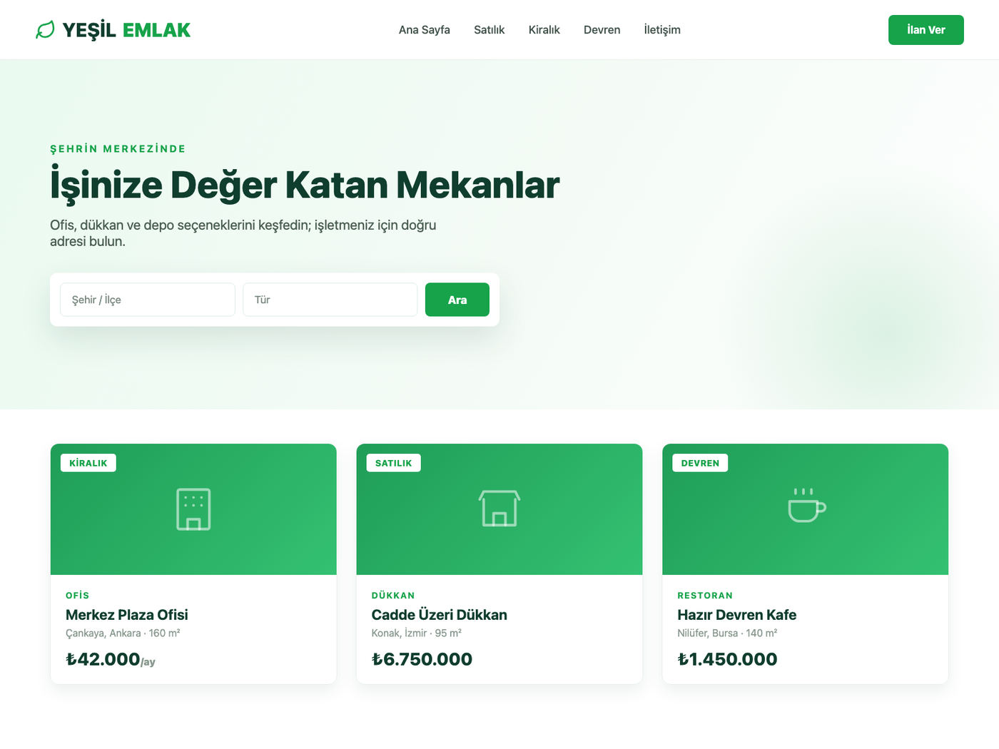 Emlakçı web sitesi örnek 3 - Modern tasarım